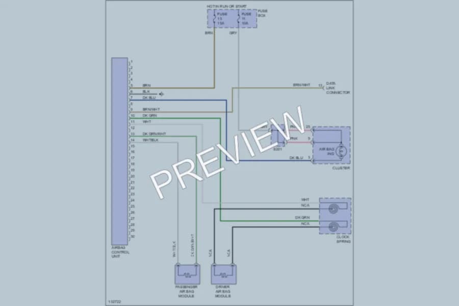 2000 Daewoo Lanos Supplemental Restraints wiring diagram preview