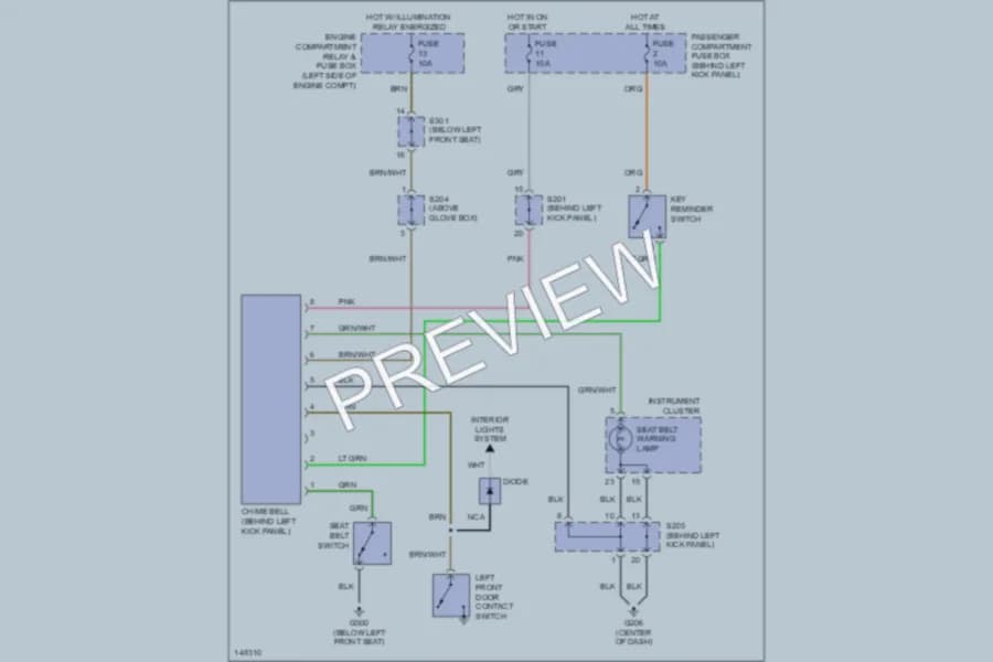 2000 Daewoo Lanos Warning Systems wiring diagram preview