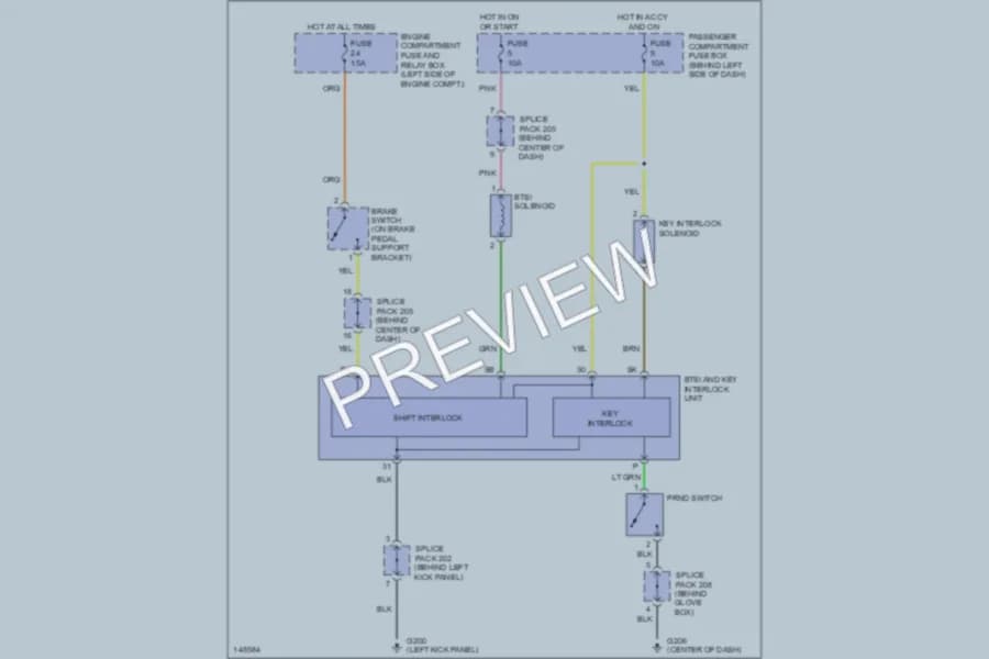 2000 Daewoo Nubira Shift Interlock wiring diagram preview