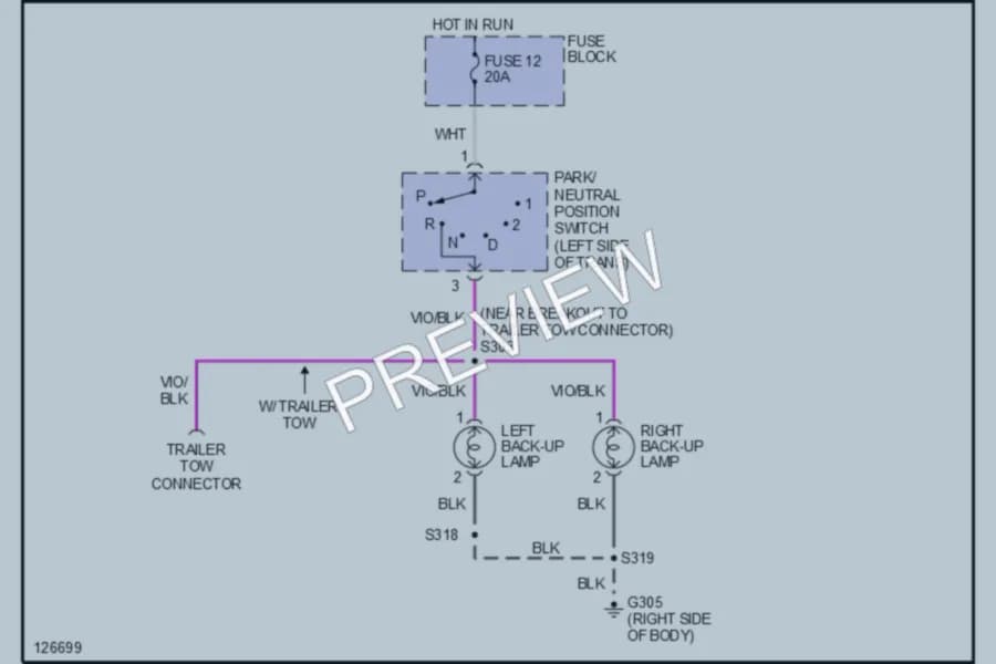 2000 Dodge B1500 Exterior Lights wiring diagram preview with protected circuit layout