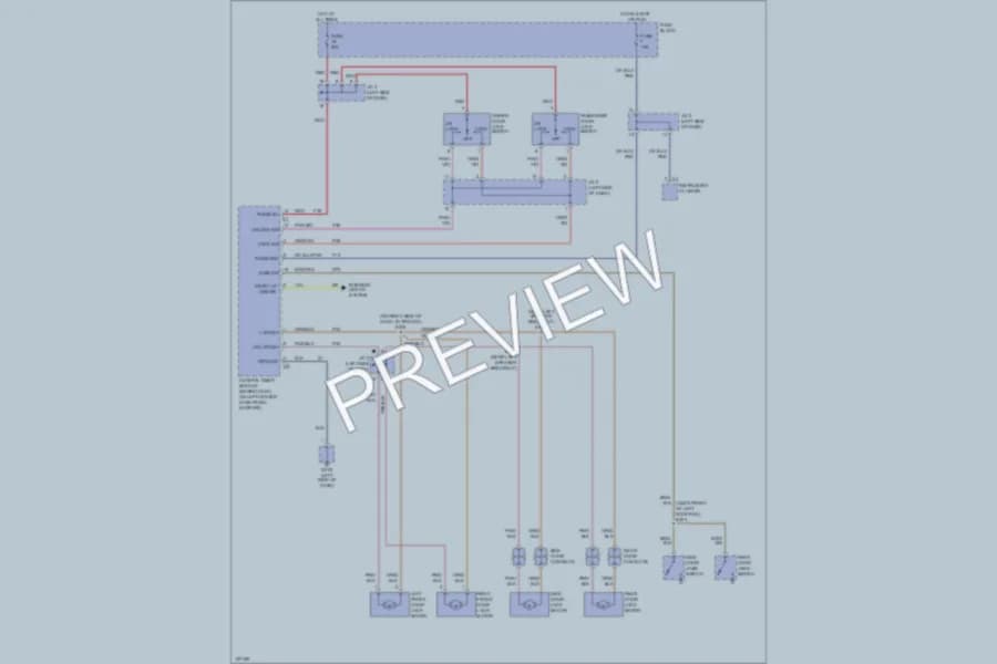 2000 Dodge B1500 Power Door Locks wiring diagram preview with protected circuit layout