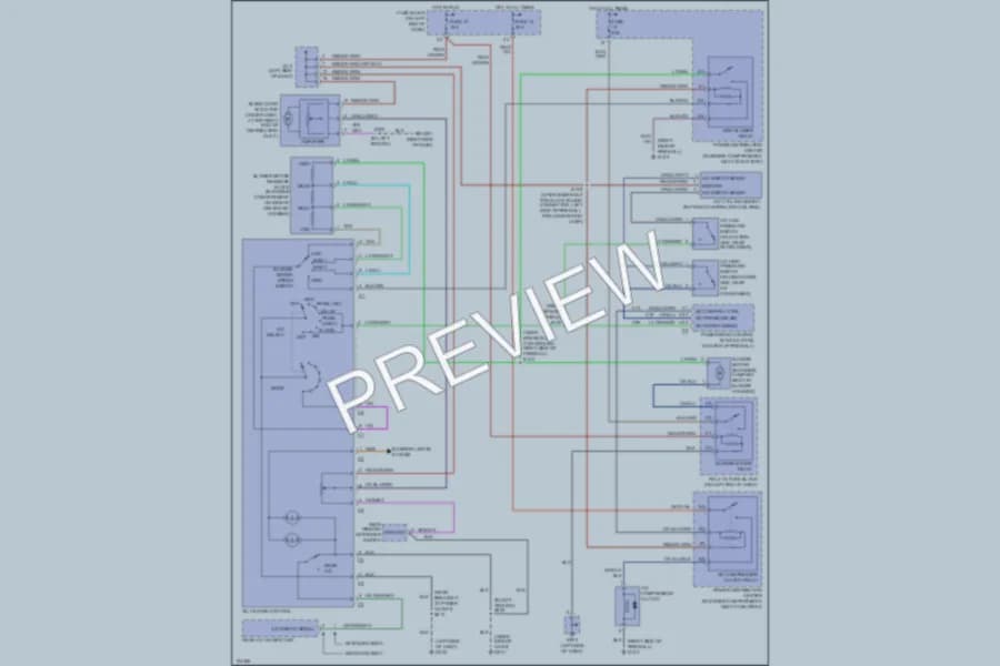 2000 Dodge B2500 Air Conditioning wiring diagram preview with protected circuit layout