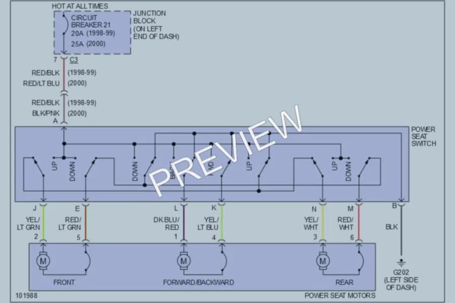 2000 Dodge Dakota Power Seats wiring diagram preview