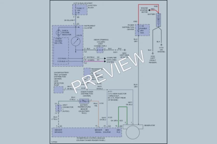 2000 Dodge Dakota Starting Charging wiring diagram preview