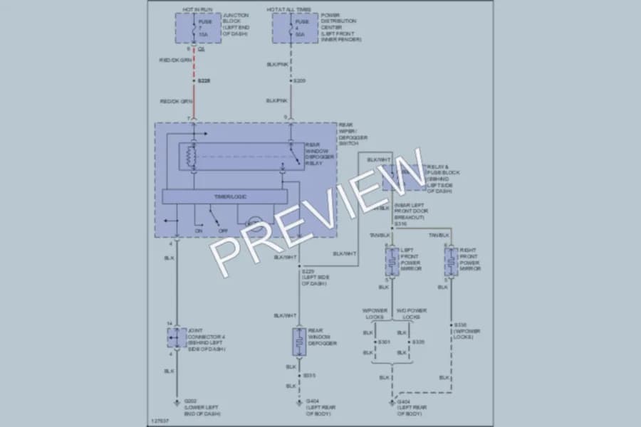 2000 Dodge Durango Defoggers wiring diagram preview