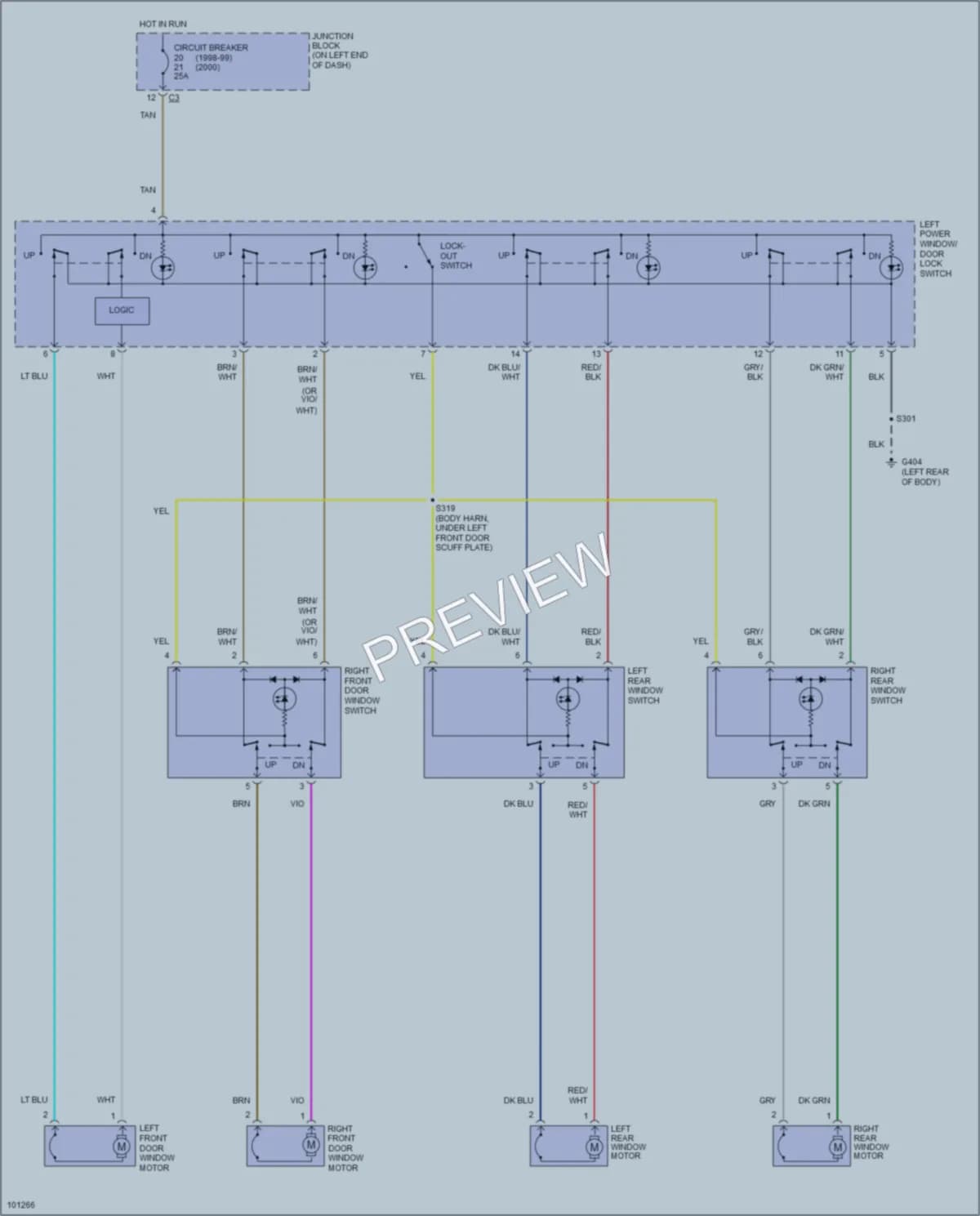 2000 Dodge Durango Power Windows wiring diagram preview