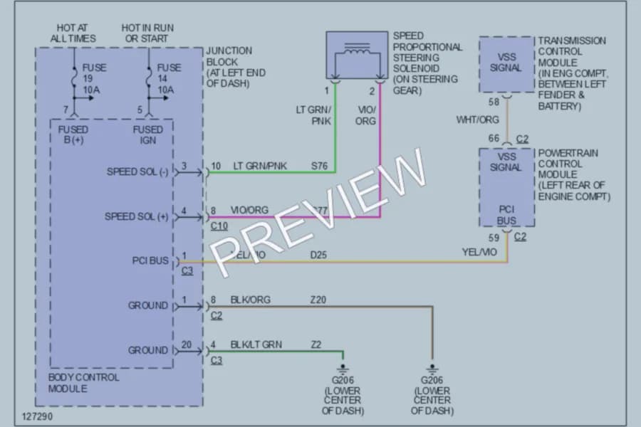 2000 Dodge Intrepid Electronic Power Steering wiring diagram preview