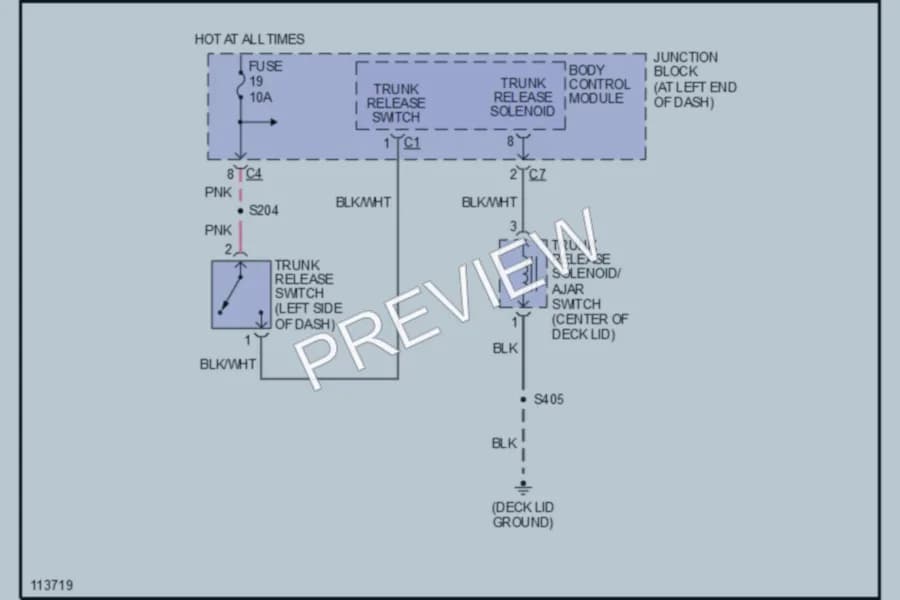 2000 Dodge Intrepid Trunk Tailgate Fuel Door wiring diagram preview