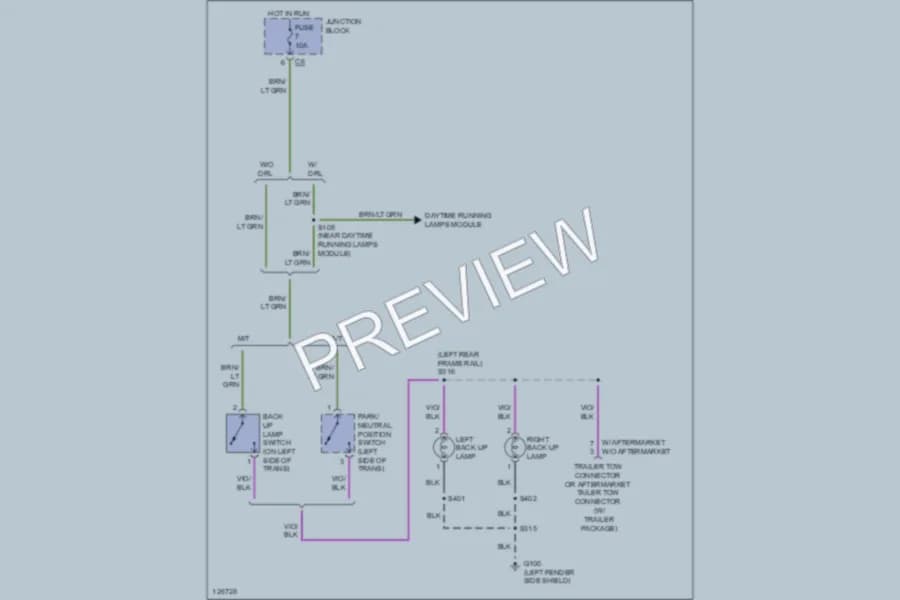 2000 Dodge R2500 Exterior Lights wiring diagram preview with protected circuit layout
