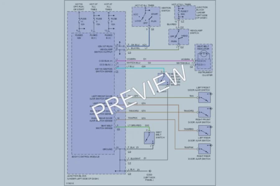 2000 Dodge Stratus Warning Systems wiring diagram preview