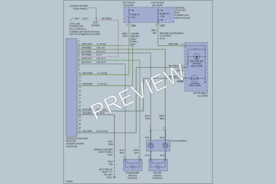 2000 Ford Contour Supplemental Restraints wiring diagram preview