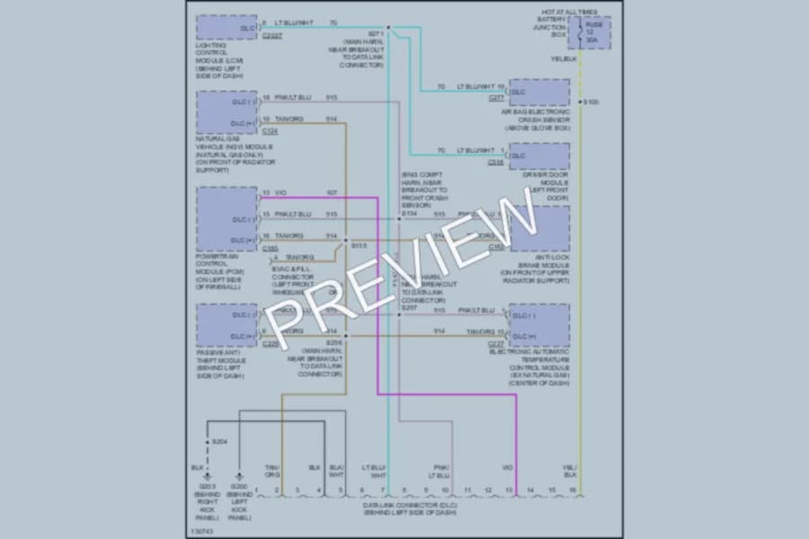 2000 Ford CrownVictoria Computer Data Lines wiring diagram preview
