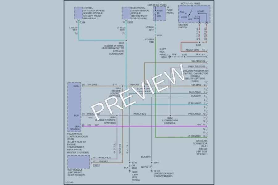 2000 Ford E150 Computer Data Lines wiring diagram preview with protected circuit layout