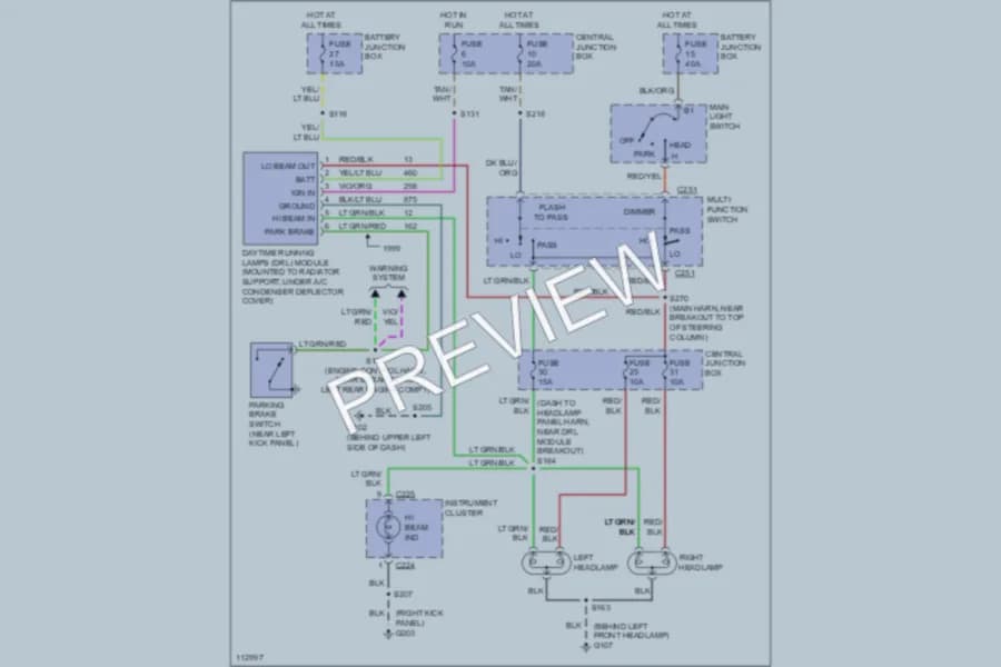 2000 Ford E450Econoline Headlights wiring diagram preview