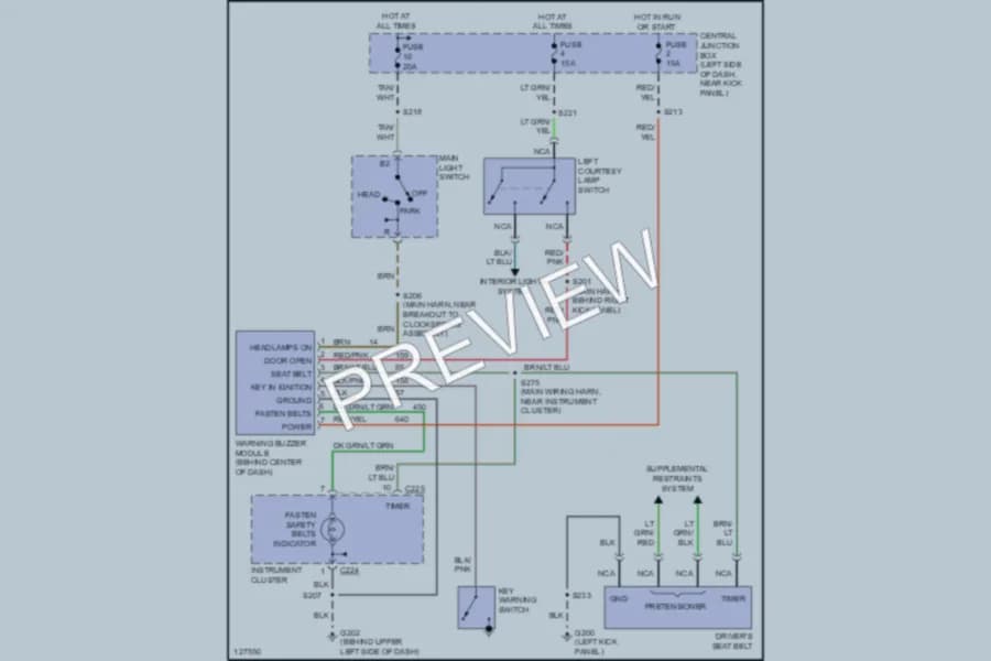 2000 Ford E450Econoline Warning Systems wiring diagram preview