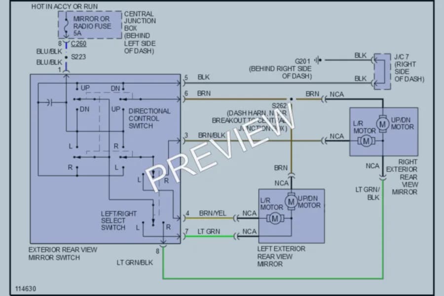 2000 Ford EscortZX2 Power Mirrors wiring diagram preview