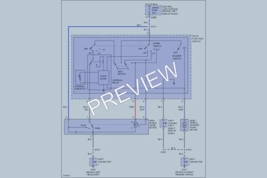 2000 Ford EscortZX2 Wiper Washer wiring diagram preview