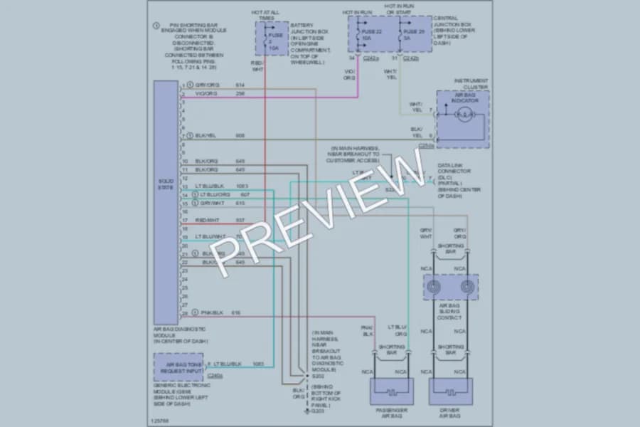 2000 Ford Excursion Supplemental Restraints wiring diagram preview