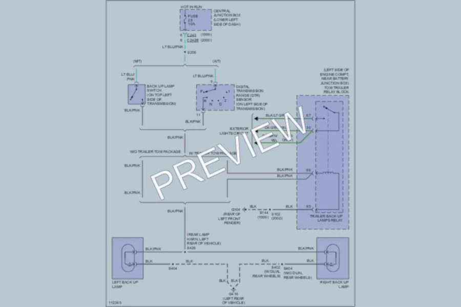 2000 Ford F350 Super Duty Exterior Lights wiring diagram preview with protected circuit layout