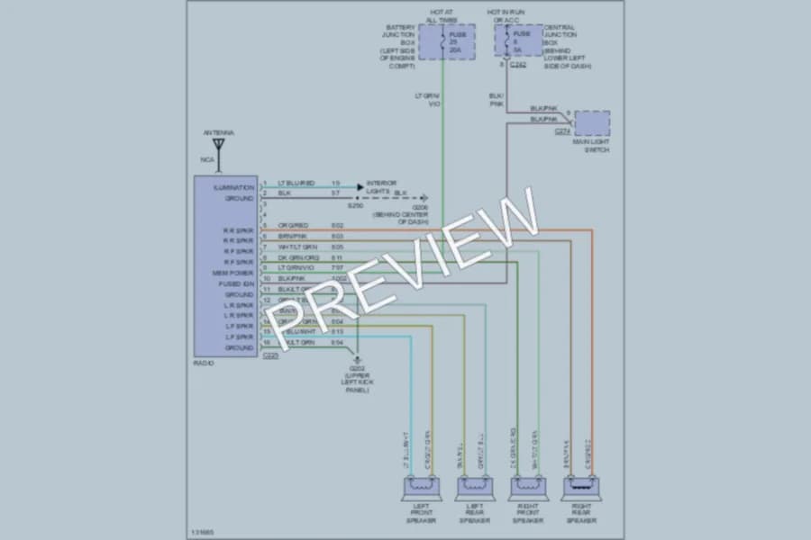 2000 Ford F450ChsCab Radio wiring diagram preview