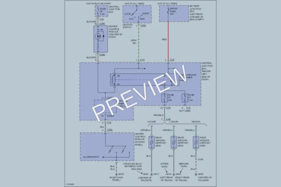 2000 Ford Focus Defoggers wiring diagram preview