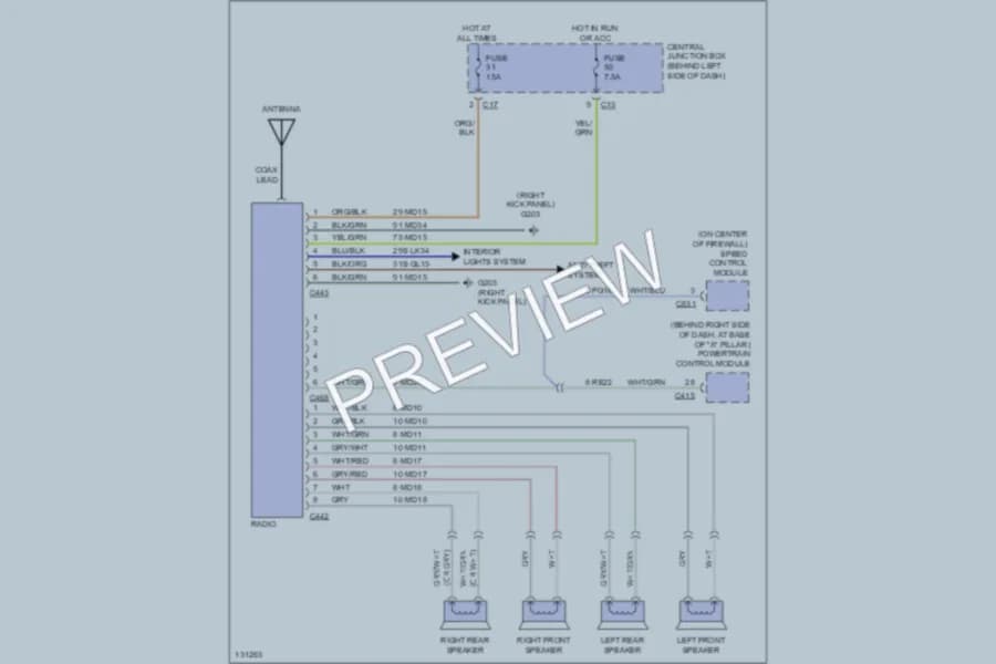 2000 Ford Focus Radio wiring diagram preview