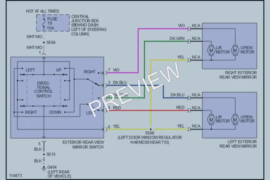 2000 Ford Mustang Power Mirrors wiring diagram preview