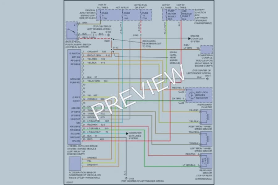 2000 Ford Ranger Anti Lock Brakes wiring diagram preview