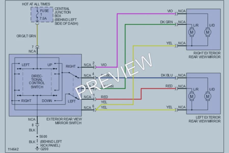 2000 Ford Ranger Power Mirrors wiring diagram preview