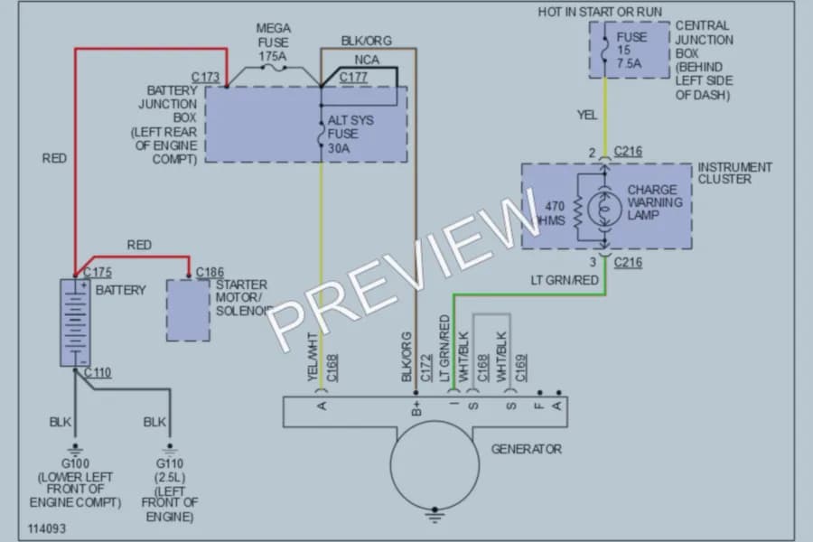 2000 Ford Ranger Starting Charging wiring diagram preview