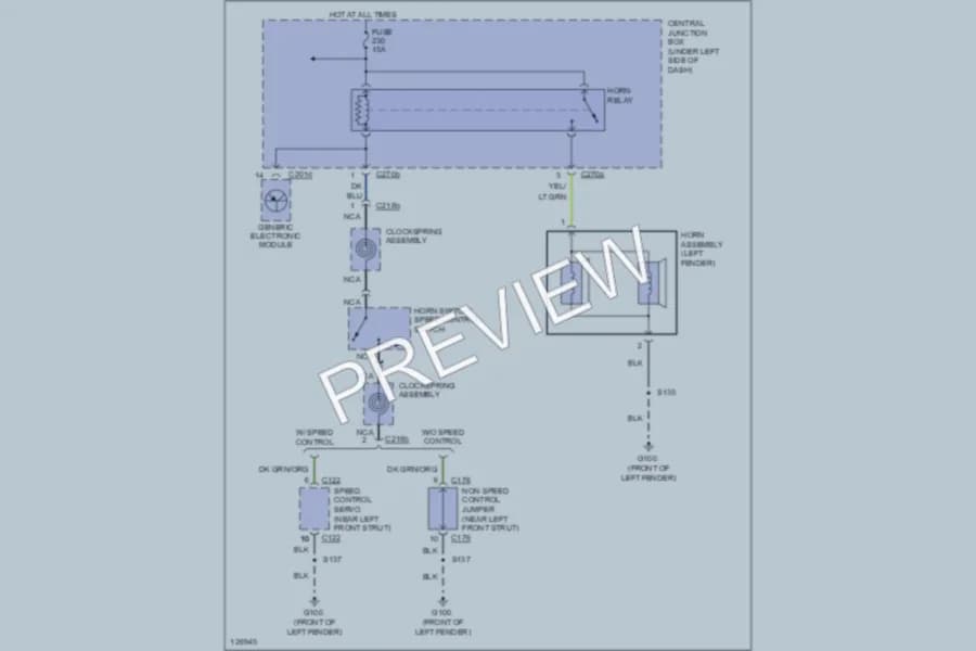 2000 Ford Taurus Horn wiring diagram preview