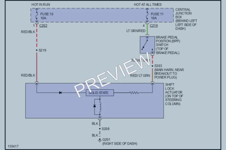 2000 Ford Windstar Shift Interlocks wiring diagram preview