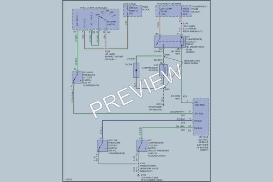 2000 GMC C2500 Air Conditioning wiring diagram preview with protected circuit layout