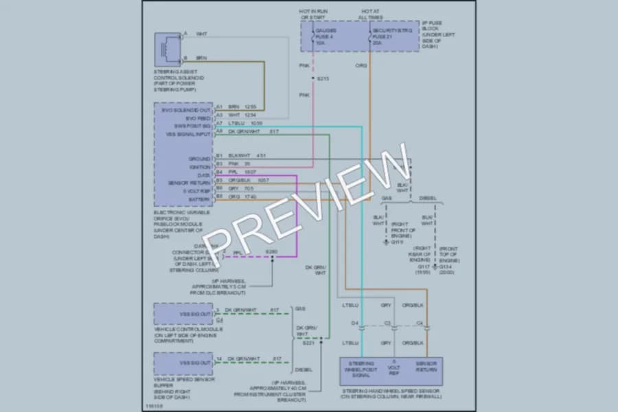 2000 GMC K3500 Electronic Power Steering wiring diagram preview with protected circuit layout