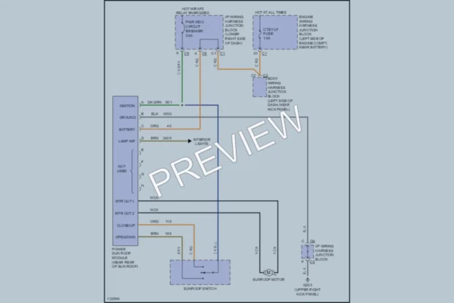 2000 GMC C2500YukonXL Power Top Sunroof wiring diagram preview