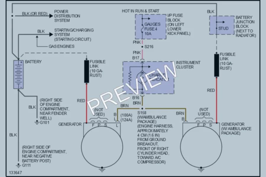 2000 GMC G2500 Starting Charging wiring diagram preview with protected circuit layout