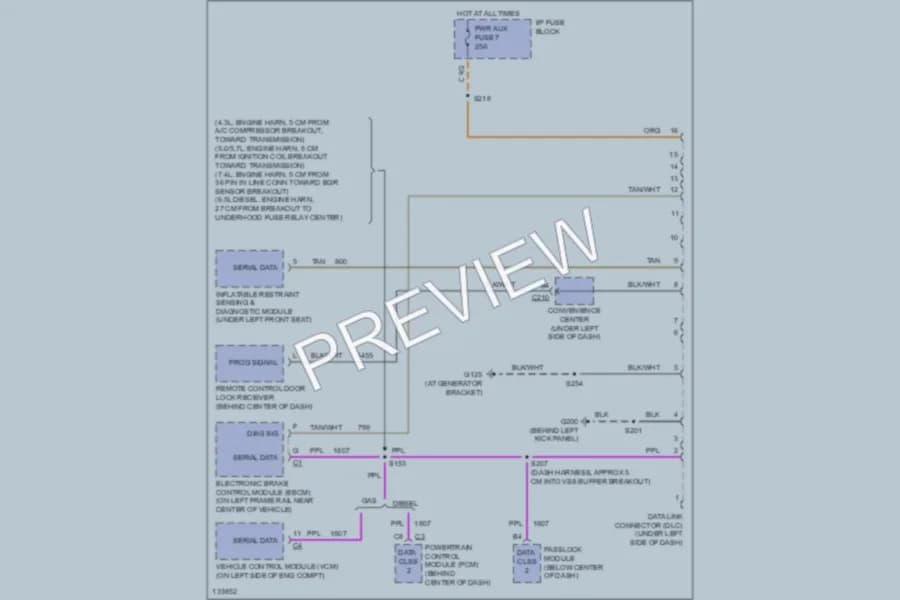 2000 GMC G3500 Computer Data Lines wiring diagram preview with protected circuit layout