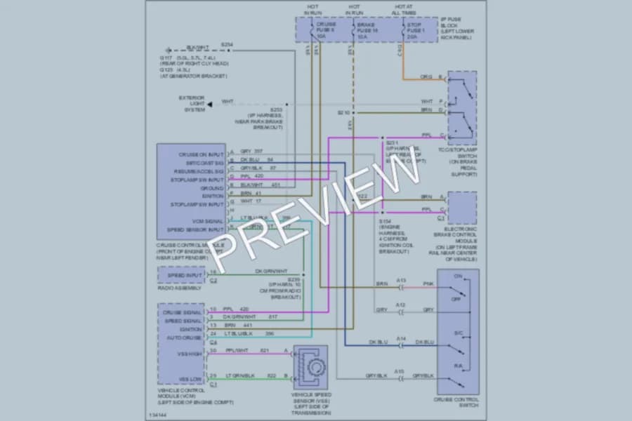 2000 GMC G3500 Cruise Control wiring diagram preview with protected circuit layout