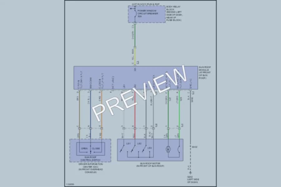 2000 GMC Jimmy Power Top Sunroof wiring diagram preview