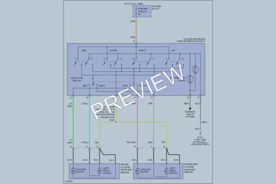 2000 GMC Safari Power Mirrors wiring diagram preview
