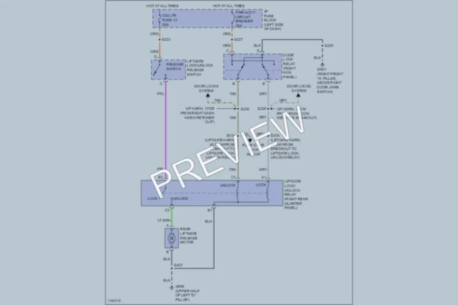 2000 GMC Safari Trunk Tailgate Fuel Door wiring diagram preview