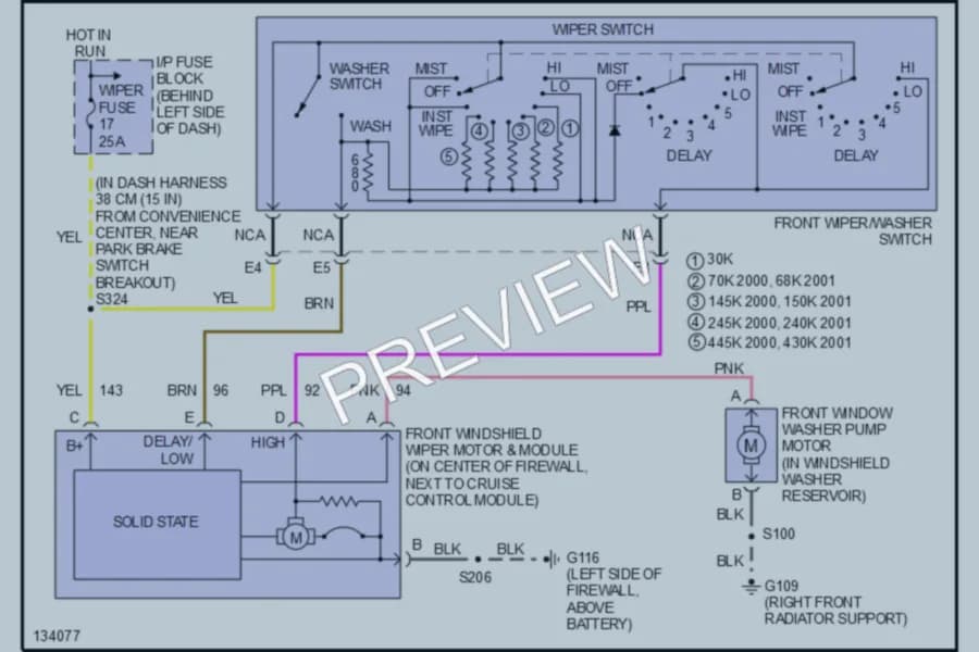 2000 GMC Safari Wiper Washer wiring diagram preview