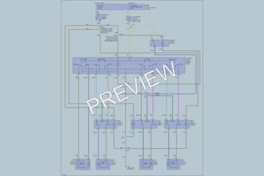 2000 GMC Denali Power Windows wiring diagram preview with protected circuit layout
