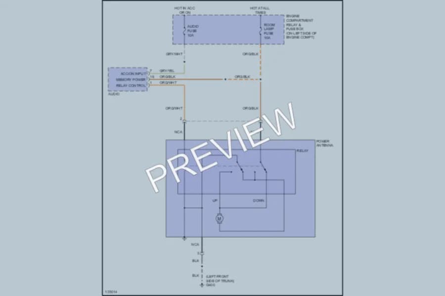 2000 Hyundai Accent Power Antenna wiring diagram preview