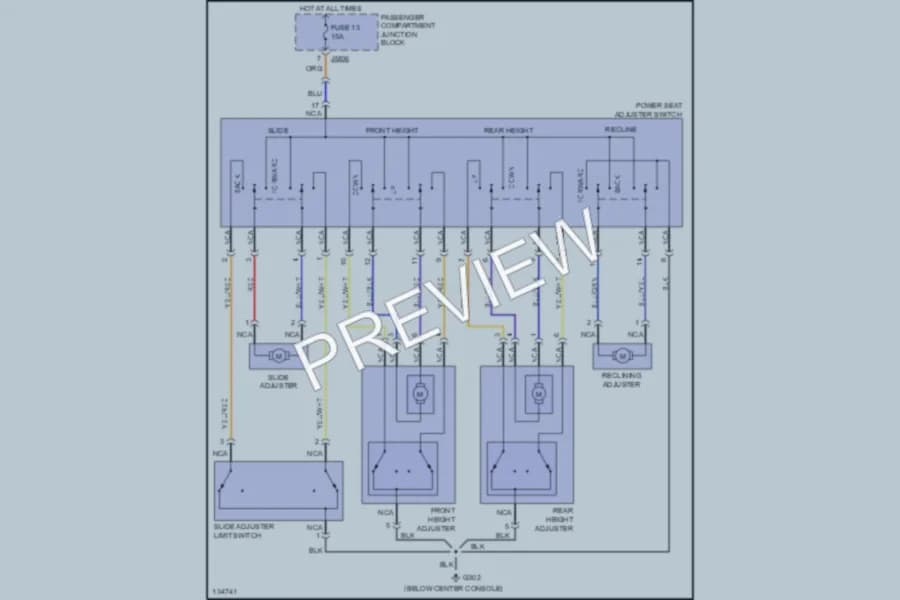 2000 Hyundai Sonata Power Seats wiring diagram preview