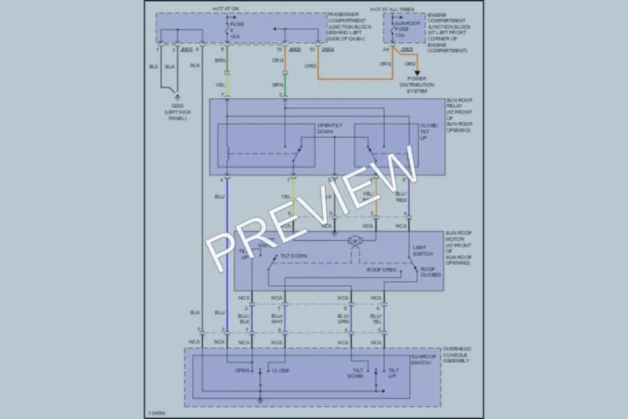 2000 Hyundai Sonata Power Top Sunroof wiring diagram preview