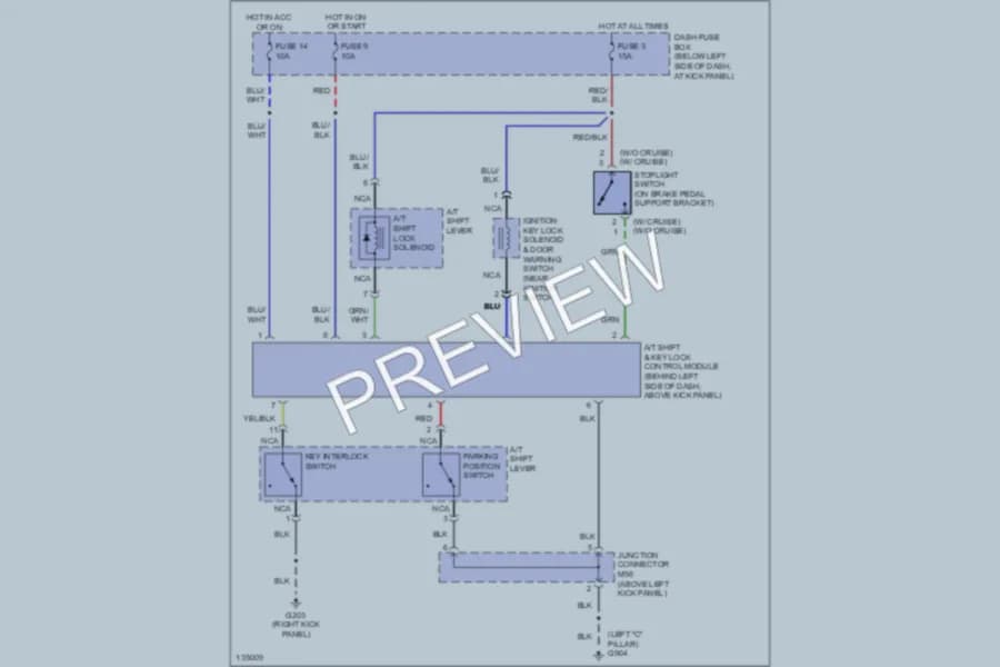 2000 Hyundai Tiburon Shift Interlocks wiring diagram preview