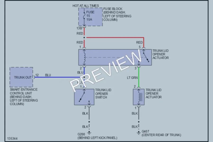 2000 Infiniti G20 Trunk Tailgate Fuel Door wiring diagram preview