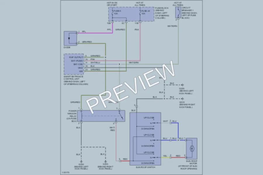 2000 Infiniti G20t Power Top Sunroof wiring diagram preview