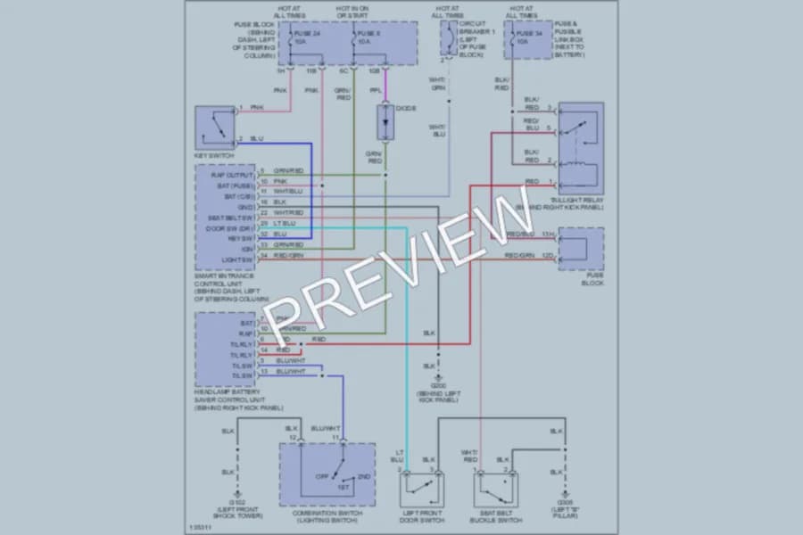 2000 Infiniti G20t Warning Systems wiring diagram preview